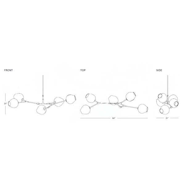 Modern Sputnik Smoky Gray/Amber Glass Branch Chandelier for Kitchen Island/Dining Room-Chandeliers-Arialamps