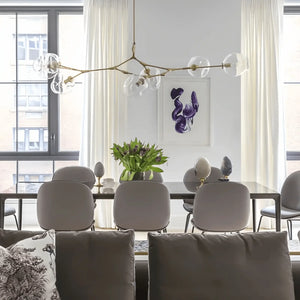 Modern Sputnik Smoky Gray/Amber Glass Branch Chandelier for Kitchen Island/Dining Room - Arialamps