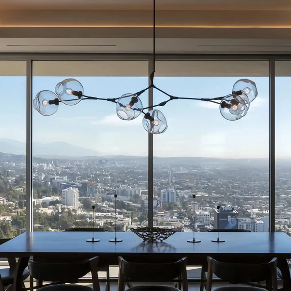 Modern Sputnik Smoky Gray/Amber Glass Branch Chandelier for Kitchen Island/Dining Room - Arialamps