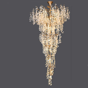 Modern Unique Artistic Flower Brass Branch Semi-flush Mount Chandelier for Living Room/ Hallway/ Entryway/ Staircase-Chandeliers-Arialamps