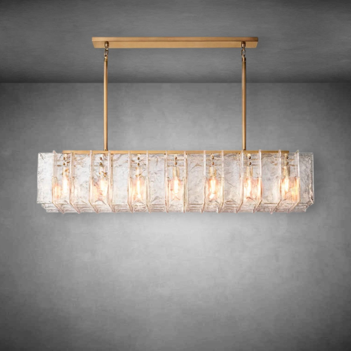 Lattic Clear Glass Rectangular Chandelier 67″