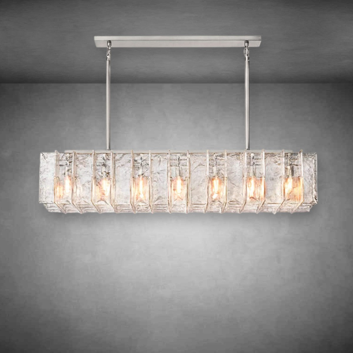 Lattic Clear Glass Rectangular Chandelier 67″