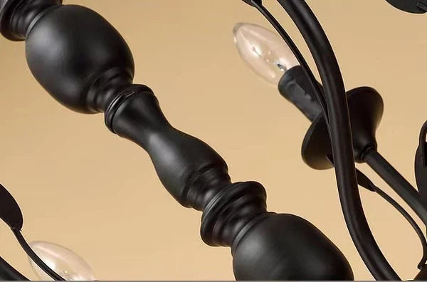 Multi Layer Iron Chandelier with Electronic Candles in Vintage Country Style for Living Room Cafe and Study-