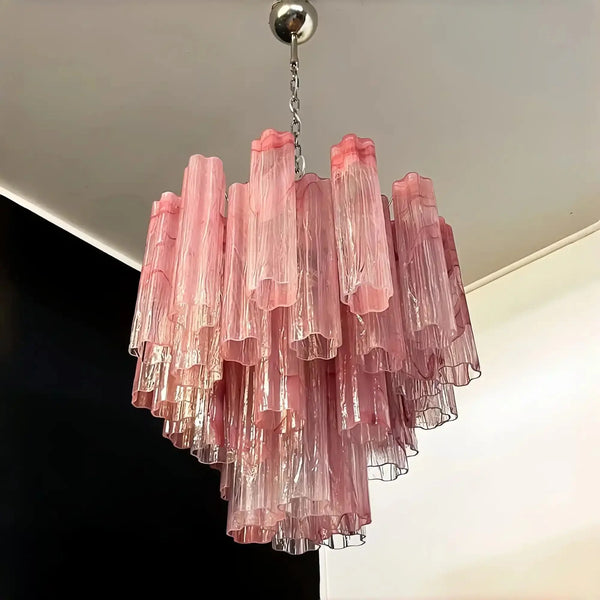 Murano Chandelier – 48 tubes – Alabaster Pink - Arialamps