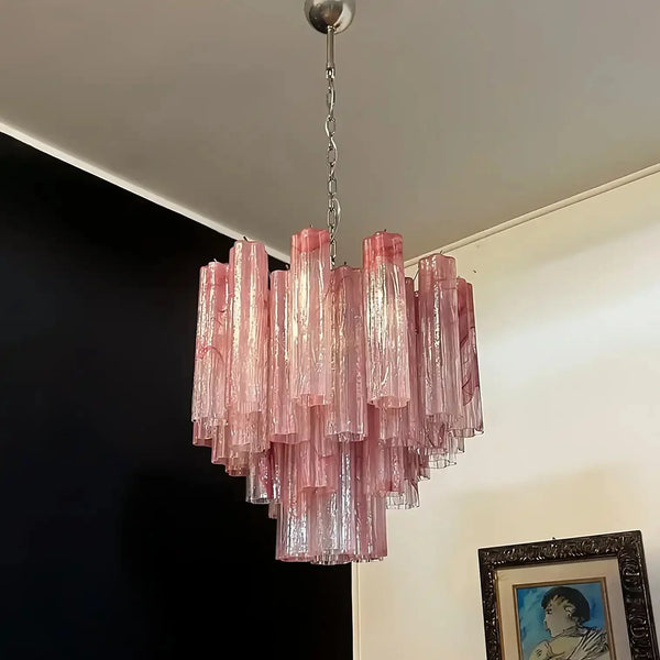 Murano Chandelier – 48 tubes – Alabaster Pink - Arialamps