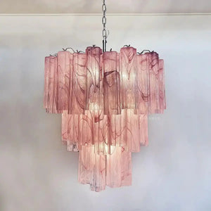 Murano Chandelier – 48 tubes – Alabaster Pink - Arialamps