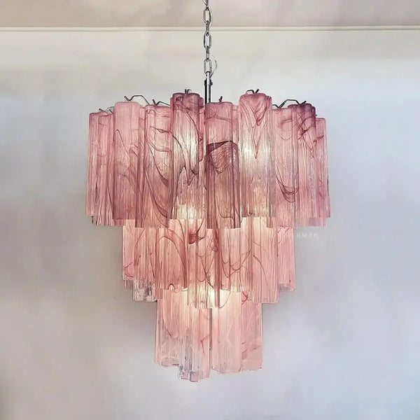 Murano Chandelier – 48 tubes – Alabaster Pink - Arialamps