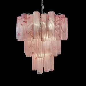 Murano Chandelier – 48 tubes – Alabaster Pink - Arialamps
