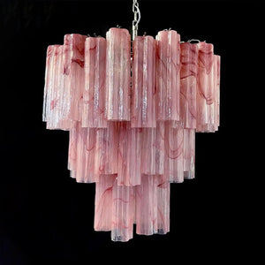 Murano Chandelier – 48 tubes – Alabaster Pink - Arialamps
