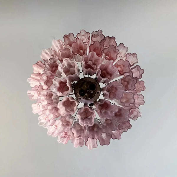 Murano Chandelier – 48 tubes – Alabaster Pink - Arialamps