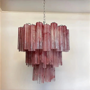 Murano Chandelier – 48 tubes – Alabaster Pink - Arialamps