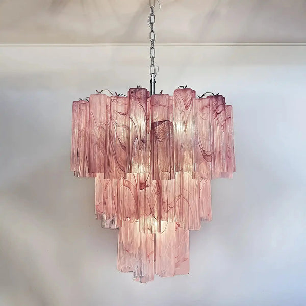 Murano Chandelier – 48 tubes – Alabaster Pink - Arialamps
