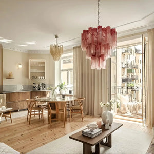 Murano Chandelier – 48 tubes – Alabaster Pink - Arialamps