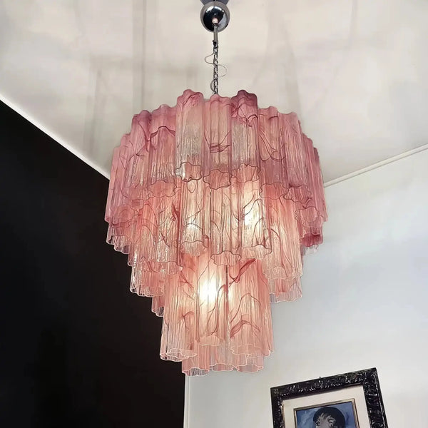 Murano Chandelier – 48 tubes – Alabaster Pink - Arialamps