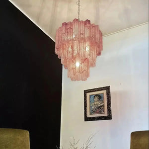 Murano Chandelier – 48 tubes – Alabaster Pink - Arialamps