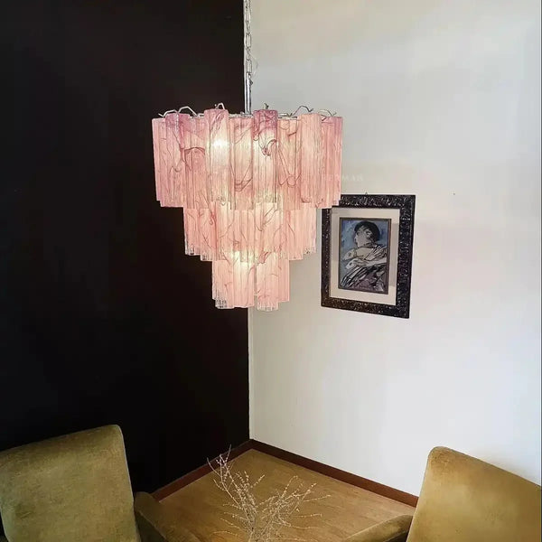 Murano Chandelier – 48 tubes – Alabaster Pink - Arialamps