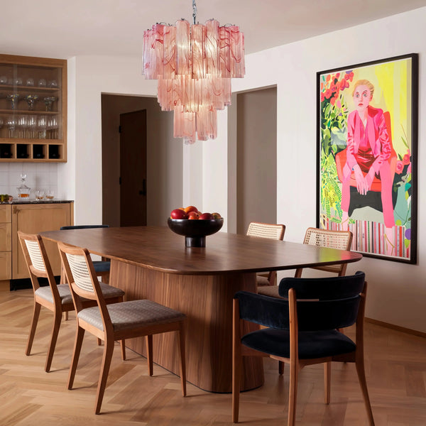Murano Chandelier – 48 tubes – Alabaster Pink - Arialamps