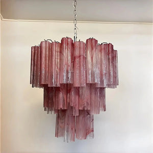 Murano Chandelier – 48 tubes – Alabaster Pink - Arialamps