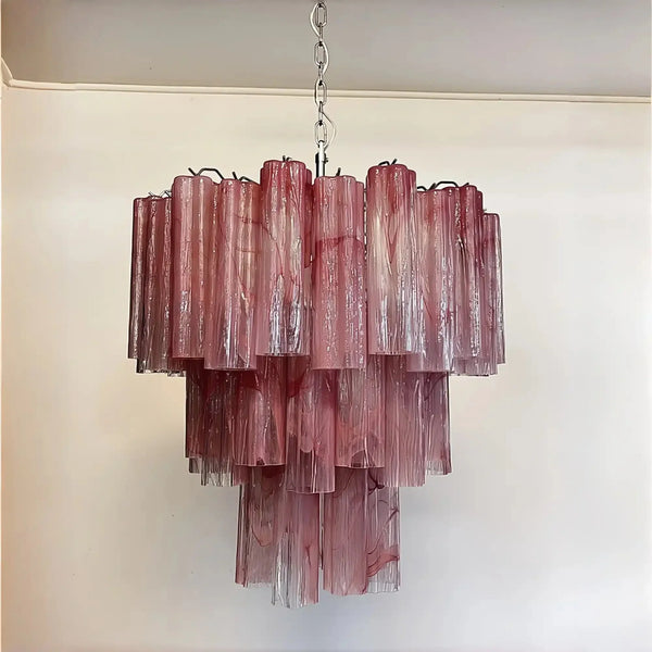 Murano Chandelier – 48 tubes – Alabaster Pink - Arialamps