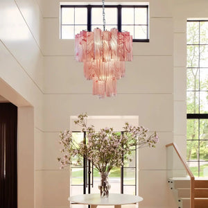 Murano Chandelier – 48 tubes – Alabaster Pink - Arialamps