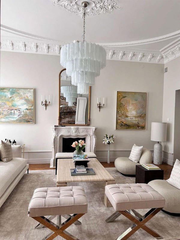 Murano Chandelier – 78 tubes – Alabaster white-Arialamps