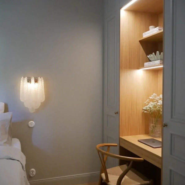 Murano Petals White Wall Light 13.4"-Wall Light-Arialamps