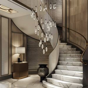 Naleya 43-Light Height Adjustable Round Raindrop Chandelier for Dining Room-