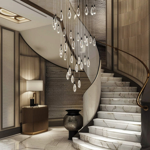 Naleya 43-Light Height Adjustable Round Raindrop Chandelier for Dining Room-