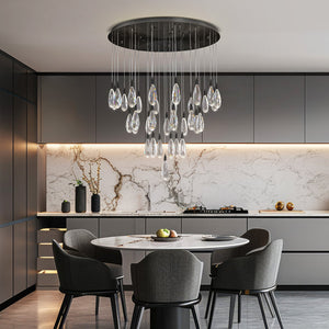 Naleya 43-Light Height Adjustable Round Raindrop Chandelier for Dining Room-