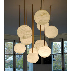 Nami Alabaster Sphere Staircase Chandelier,Multi Pendant Light-chandeliers for dining room,chandeliers for stairways,chandeliers for foyer,chandeliers for bedrooms,chandeliers for kitchen,chandeliers for living room-Arialamps