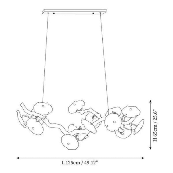 Nenufar Blooming Chandelier-chandeliers for dining room,chandeliers for stairways,chandeliers for foyer,chandeliers for bedrooms,chandeliers for kitchen,chandeliers for living room-L 49.2″(125cm) x W 13.8″(35cm) x H 25.6″(65cm)-Arialamps