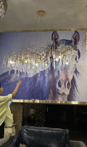 New Clear Crystal Rain Copper Branch Chandelier Modern Designer Pendant Light For Dining Table/Kitchen Island-Chandeliers-Arialamps