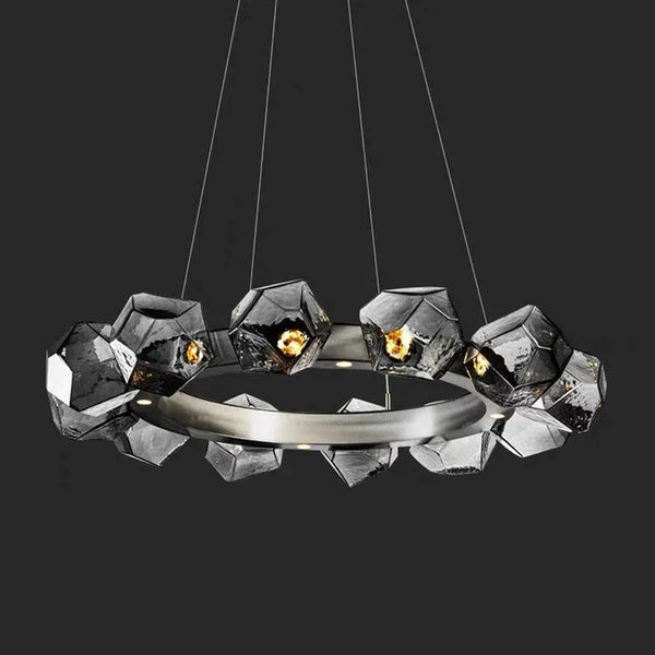 Nordic Minimalist Glass Circle Art Chandelier for Living/Dining Room/Bedroom - Arialamps