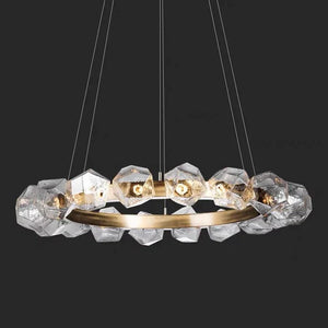 Nordic Minimalist Glass Circle Art Chandelier for Living/Dining Room/Bedroom - Arialamps