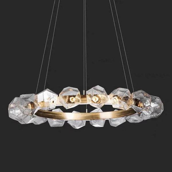 Nordic Minimalist Glass Circle Art Chandelier for Living/Dining Room/Bedroom - Arialamps