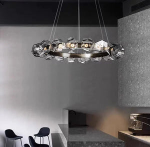 Nordic Minimalist Glass Circle Art Chandelier for Living/Dining Room/Bedroom - Arialamps