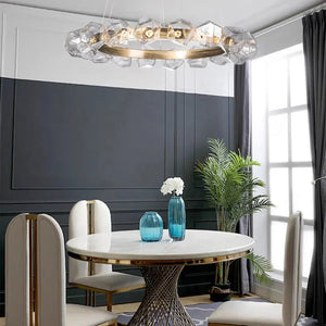 Nordic Minimalist Glass Circle Art Chandelier for Living/Dining Room/Bedroom - Arialamps
