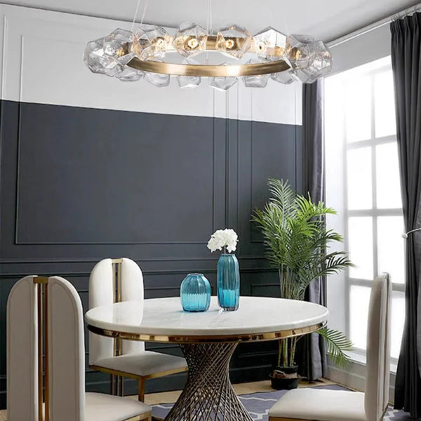 Nordic Minimalist Glass Circle Art Chandelier for Living/Dining Room/Bedroom - Arialamps