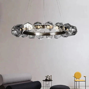 Nordic Minimalist Glass Circle Art Chandelier for Living/Dining Room/Bedroom - Arialamps