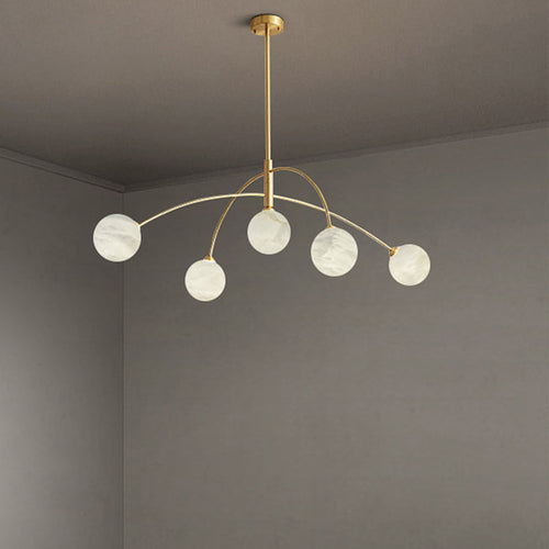 Nordic Postmodern Alabaster Arc Chandelier chandeliers for dining room,chandeliers for stairways,chandeliers for foyer,chandeliers for bedrooms,chandeliers for kitchen,chandeliers for living room Kevinstudiolives Brass