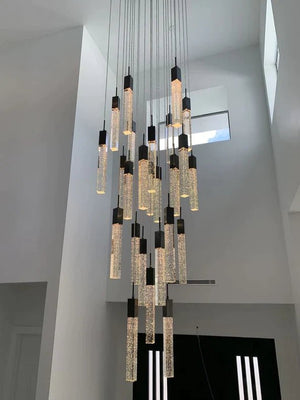 Aria Light Luxury Glacier Bubble Crystsal Chandelier in Gold/Chrome/Black Finish for Staircase/Foyer - Arialamps