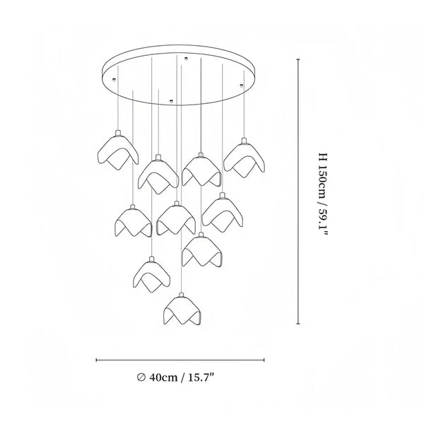 Orlani Bloom Cascade Stairs Chandelier - Arialamps