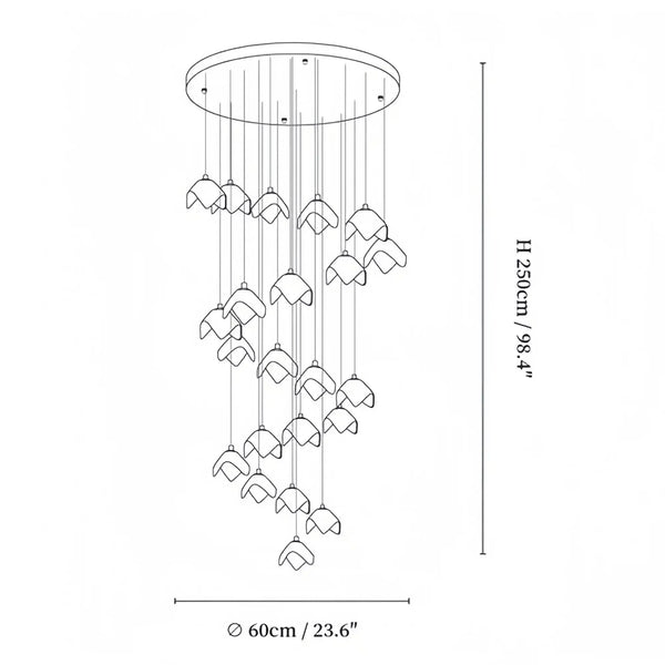Orlani Bloom Cascade Stairs Chandelier - Arialamps