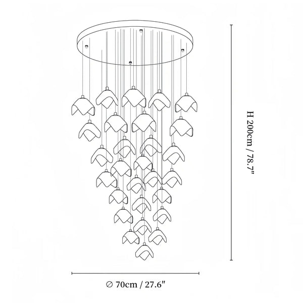 Orlani Bloom Cascade Stairs Chandelier - Arialamps