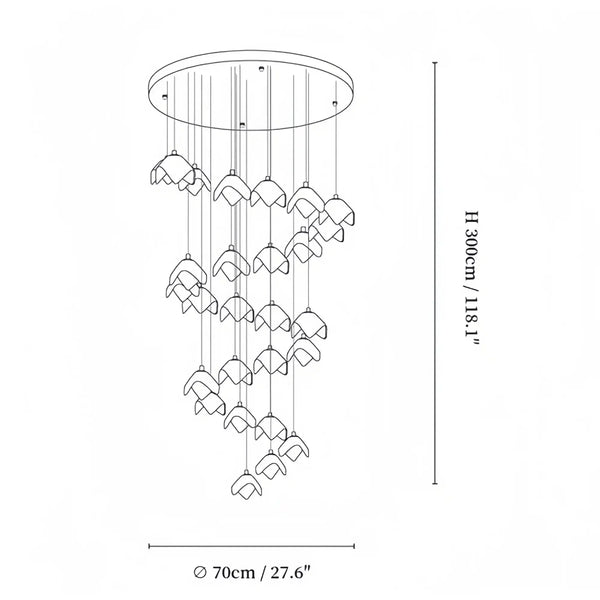 Orlani Bloom Cascade Stairs Chandelier - Arialamps