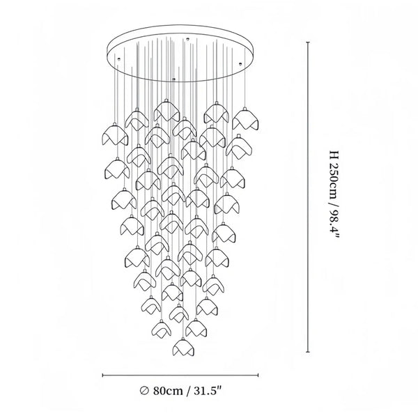 Orlani Bloom Cascade Stairs Chandelier - Arialamps