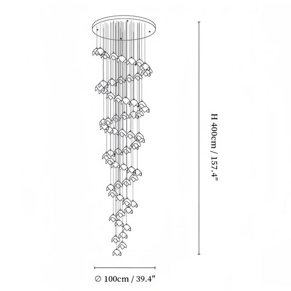 Orlani Bloom Cascade Stairs Chandelier - Arialamps