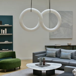 Oslo Infinity Symmetrical Alabaster Pendant Light For Living Room, Modern Designer Chandelier Chandelier Kevin Studio Inc