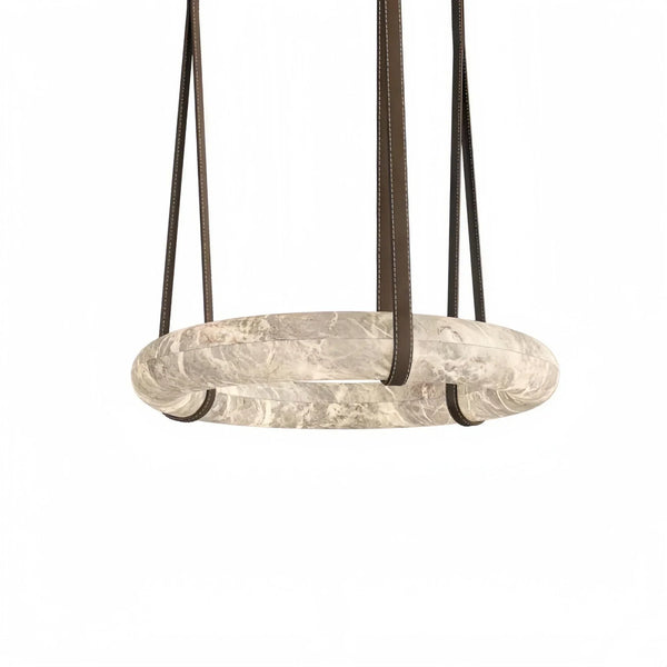 Oslo L1P Pendant Alabaster Chandelier, Halo Ring Chandelier With canopy Over Dining Table-Chandelier-19.7" D Single Ring-Arialamps