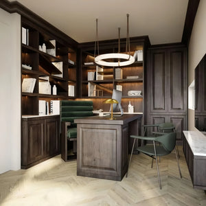 Oslo L1P Pendant Alabaster Chandelier, Halo Ring Chandelier With canopy Over Dining Table-Chandelier-Arialamps